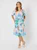 Caribbean Coast Print Dress - Aqua Multi