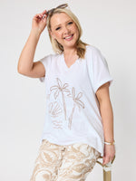 Seaside Cotton Beaded T-shirt - White
