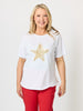 Shimmer Sequin Star Cotton Tee - White/Gold