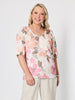 Amalfi Floral Rose Print Top - Pink/Multi