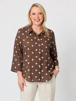 Riviera Cotton Spot Shirt - Coffee White