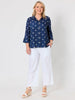 Riviera Spot Print Cotton Shirt - Navy/White rc&co