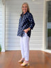Riviera Cotton Spot Shirt - Navy/White