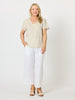 Lilly Scallop Hem Linen Top - Natural