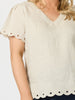 Lilly Scallop Hem Linen Top - Natural