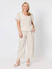 Lilly Scallop Hem Linen Top - Natural