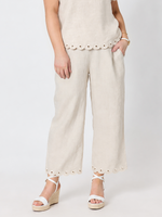 Lilly Scallop Hem Linen Pant - Natural
