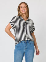 Bianca Stripe Print Shirt - Black/White