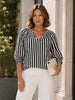 Harlequin Stripe Print Tunic - Black/White