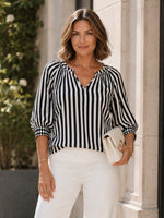 Harlequin Stripe Print Tunic - Black/White