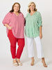 Harlequin Stripe Print Top - Red White