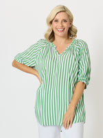 Harlequin Stripe Print Top - Apple White