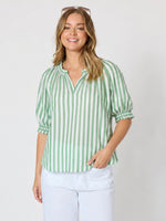 Harlequin Stripe Print Tunic - Apple White