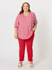 Harlequin Stripe Print Top - Red White