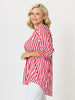 Harlequin Stripe Print Top - Red White