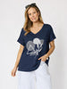Orbit Print Top - Navy rc&co