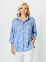 Summer Spot Print Cotton Shirt - Blue