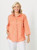 Summer Spot Print Cotton Shirt - Orange