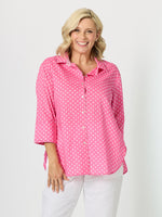 Summer Spot Print Cotton Shirt - Pink