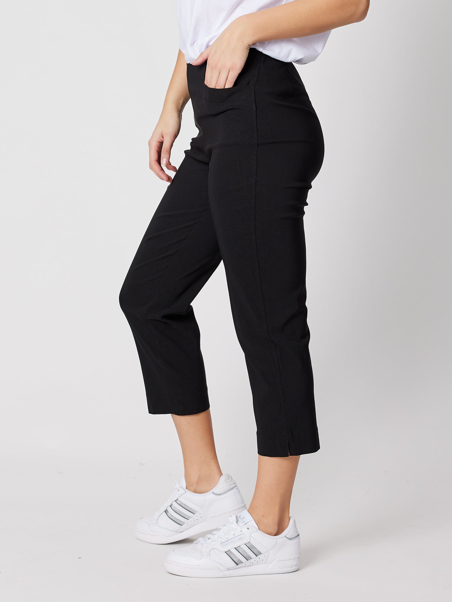 Stretch Bengaline Cropped Pull On Pant - Black