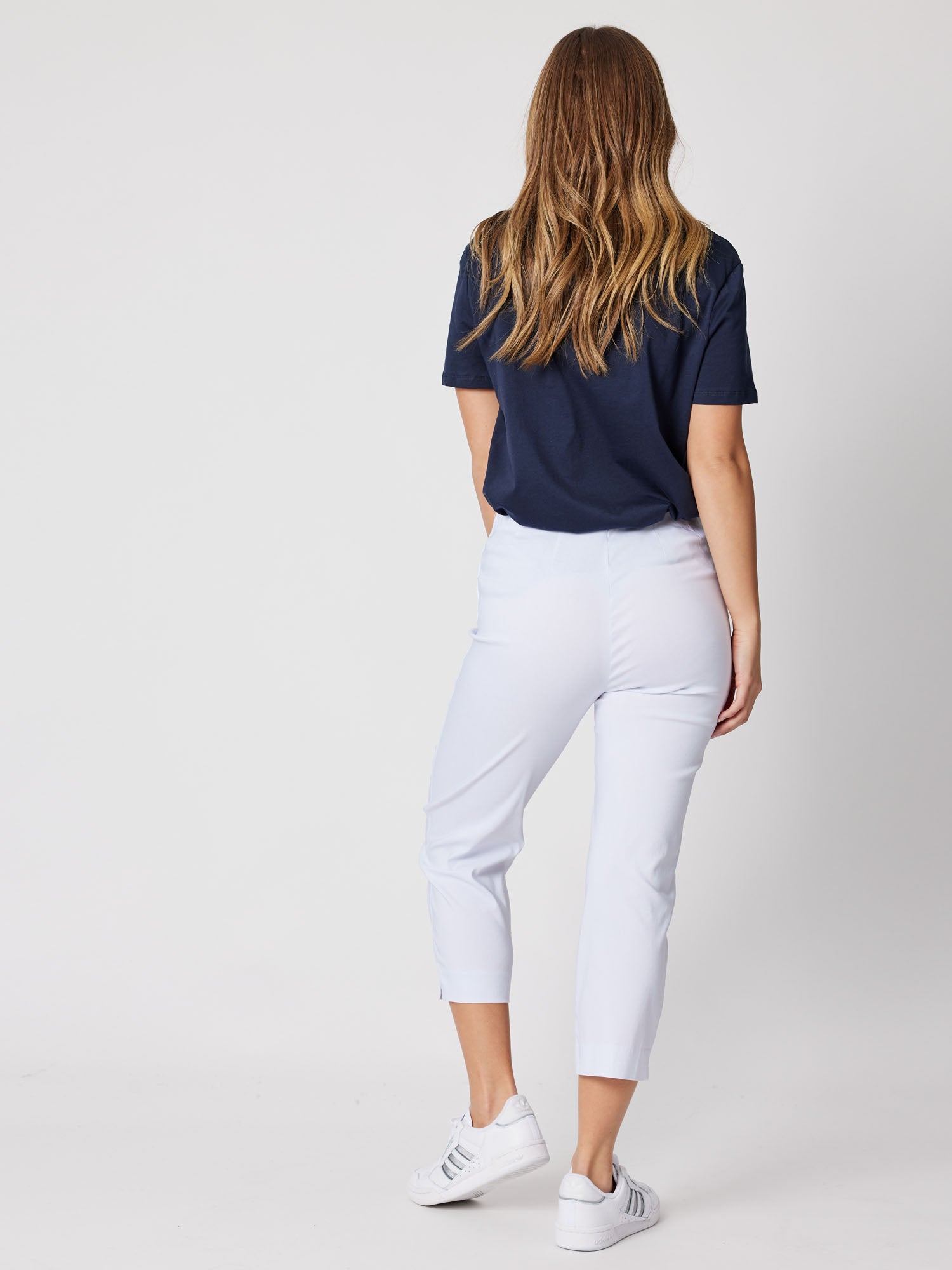 Stretch Bengaline Cropped Pull On Pant - White