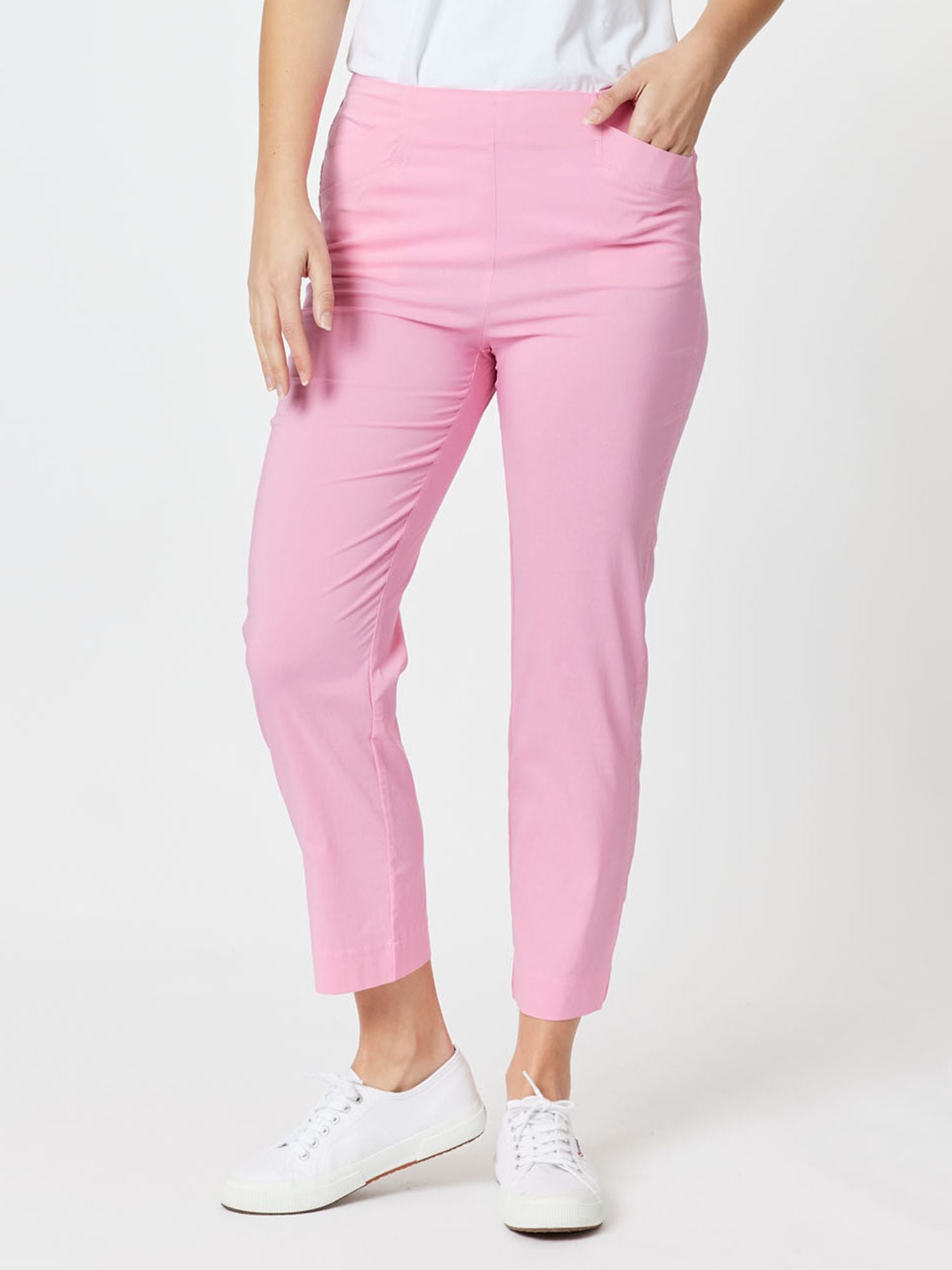 Stretch Bengaline Crop Pant - Pink