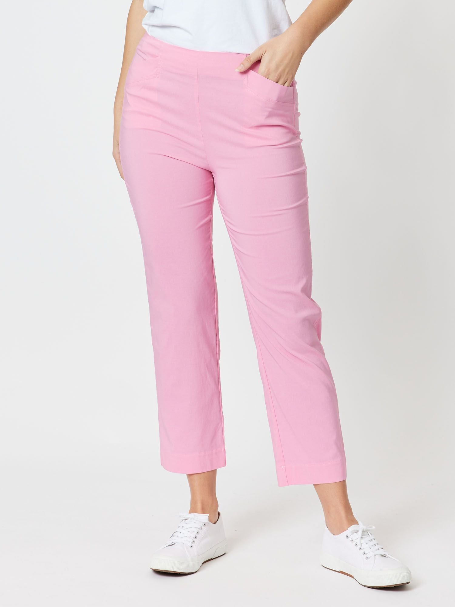 Stretch Bengaline Crop Pant - Pink
