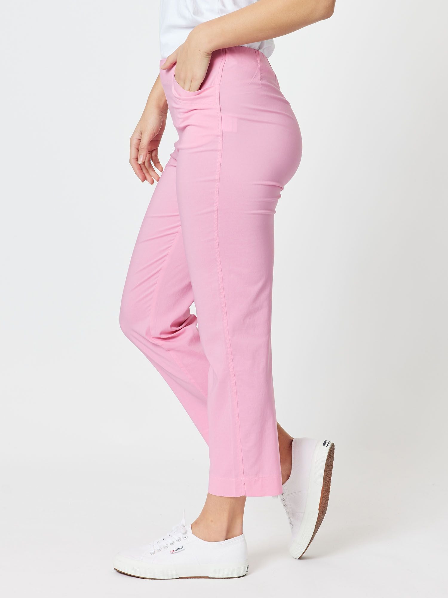 Stretch Bengaline Crop Pant - Pink