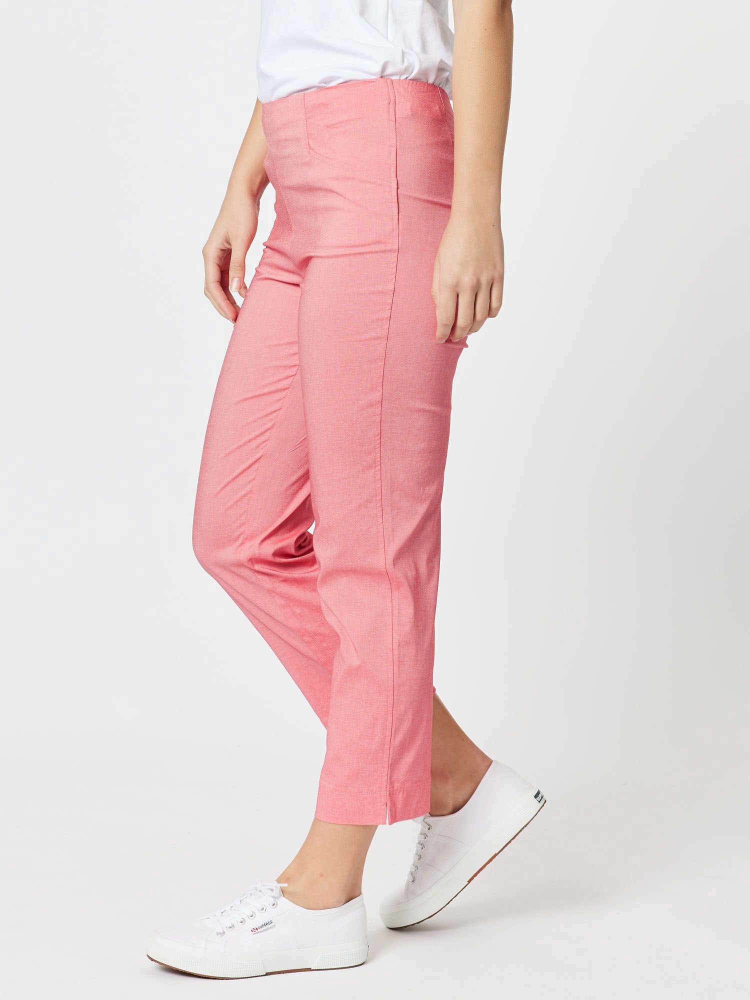 Stretch Marled Bengaline Cropped Pant - Melon