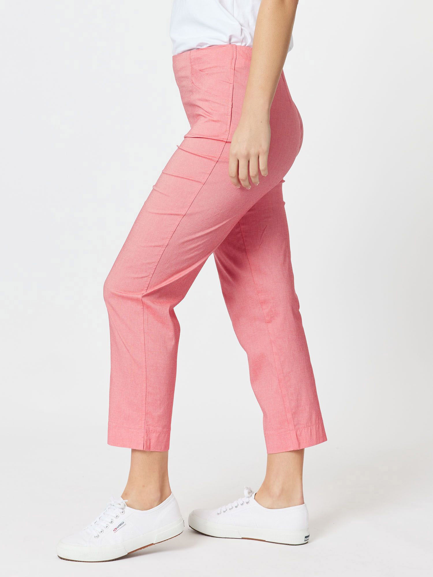 Stretch Marled Bengaline Cropped Pant - Melon