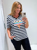 Heart Stripe Print T-shirt - Orange