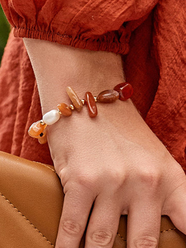 Stone Pearl Mix Adjustable Bracelet - Spice