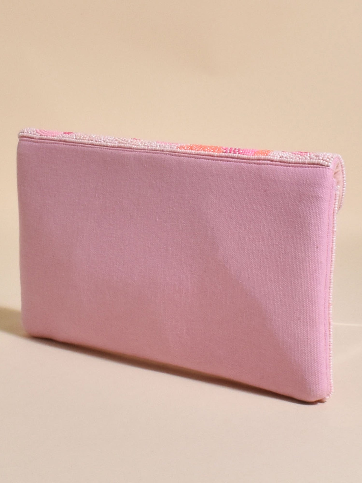New Hampshire Beaded Clutch - Natural/Pink