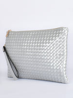 Sloane Large Plait Clutch - Silver