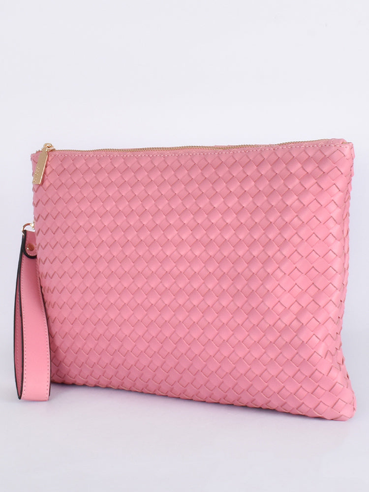 Sloane Large Plait Clutch - Pink