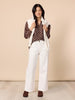 Aurora Spot Print Sheer Top - Coffee White