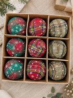Tartan Bauble Set - Red