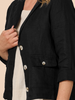 Danielle Cropped Linen Blazer - Black