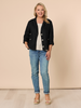 Danielle Linen Cropped Blazer - Black