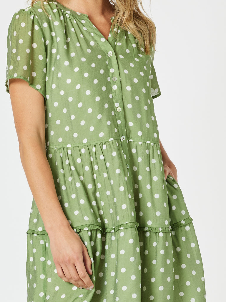 Basil Spot Midi Dress