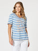 Love & Kisses Stripe Print Tee - Blue/Natural