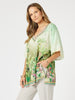 Toucan Print V Neck Top - Green
