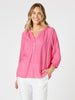 Mykonos Check Blouse - Peony