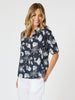 Palm Springs Floral Print Top - Navy/White