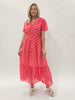 French Rose Spot Print Dress - Red/White