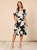 Barcelona V Neck Floral Print Dress - Black/Natural