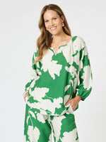 Barcelona Floral Print Top - Elm Natural