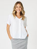 Tiffany Ruffle Linen Top - White