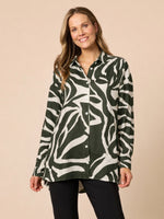 Lyon Print Shirt - Khaki Ivory
