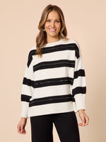 Betta Diamante Stripe Print Knit - Black/Ivory